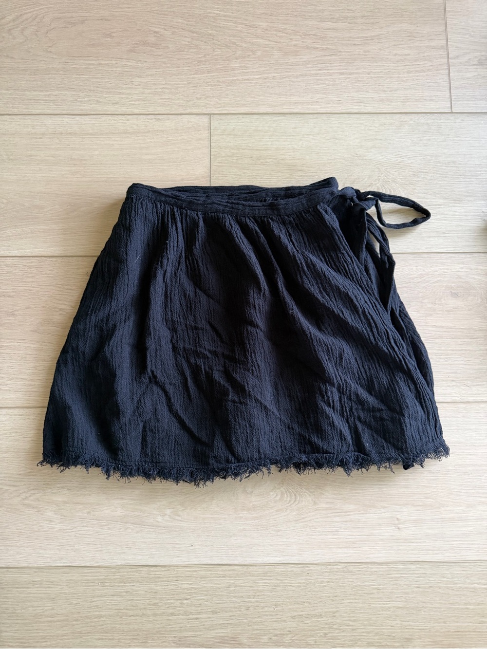 Free People Black Tie-Waist Mini Skirt